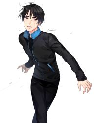Rule 34 | 10s, 1boy, artist name, black hair, gearous, grey eyes, jacket, lee seung-gil, male focus, parted lips, track jacket, yuri!!! on ice