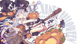 Rule 34 | 10s, @ @, absurdres, amatsukaze (kancolle), bat (animal), blush, broom, broom riding, character name, garter straps, hair between eyes, halloween, hat, highres, jack-o&#039;-lantern, kantai collection, litsvn, pumpkin, solo, striped clothes, striped thighhighs, thighhighs, vertical-striped clothes, vertical-striped thighhighs, wavy mouth, witch hat