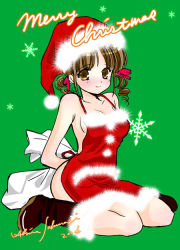 Rule 34 | 1girl, apron, christmas, naked apron, original, sakuragi akira, santa costume, solo