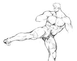 Rule 34 | 1boy, bad id, bad pixiv id, bara, barefoot, beard, boku no hero academia, endeavor (boku no hero academia), facial hair, foot out of frame, greyscale, male focus, mature male, monochrome, muscular, muscular male, no arms, pectorals, scar, scar on face, shorts, sketch, solo, spiked hair, standing, standing on one leg, stubble, u2suke