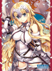 Rule 34 | &gt;:), 1girl, arm at side, armor, armored boots, armored dress, bare shoulders, blonde hair, blue eyes, blush, boots, breasts, chain, collar, cowboy shot, dress, eyebrows, fate/apocrypha, fate/grand order, fate (series), flag, flagpole, fujima takuya, fur trim, gauntlets, glowing, headpiece, holding, jeanne d&#039;arc (fate), jeanne d&#039;arc (ruler) (fate), jeanne d&#039;arc (third ascension) (fate), large breasts, loincloth, long hair, looking at viewer, petals, pillarboxed, sheath, sheathed, sidelocks, sleeveless, sleeveless dress, smile, solo, standing, sword, text focus, thigh boots, thighhighs, thighs, underbust, v-shaped eyebrows, very long hair, weapon, white dress, zettai ryouiki