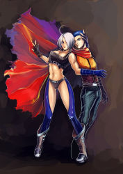Rule 34 | 1boy, 1girl, angel (kof), blue hair, breasts, k9999, large breasts, snk, the king of fighters, white hair