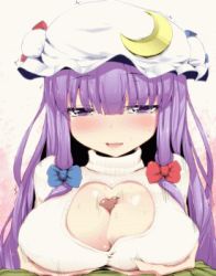 Rule 34 | 1boy, 1girl, animated, animated gif, breasts, hetero, large breasts, long hair, looking at viewer, lowres, oborozuki, paizuri, patchouli knowledge, penis, purple hair, rougetsu (eclipse), touhou, uncensored