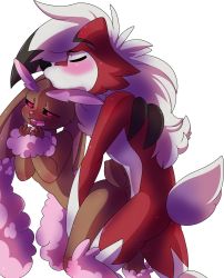Rule 34 | 1boy, 1girl, alternate color, animal ears, anus, arched back, artist name, ass, black hair, black sclera, blush, closed eyes, colored sclera, creatures (company), dog ears, dog tail, from side, furry, game freak, gen 4 pokemon, gen 7 pokemon, grumpy (artist), hands together, hands up, hetero, highres, leaning forward, legs apart, lopunny, lycanroc, multicolored hair, nintendo, open mouth, pink eyes, pokemon, pokemon (creature), pokemon dppt, pokemon sm, rabbit ears, rabbit tail, sex, shiny pokemon, signature, smile, standing, tail, teeth, text focus, transparent background, two-tone hair, white hair