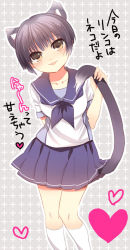Rule 34 | 1girl, animal ears, cat ears, cat tail, kobayakawa rinko, love plus, school uniform, serafuku, solo, tail, wemu (ivycrown)