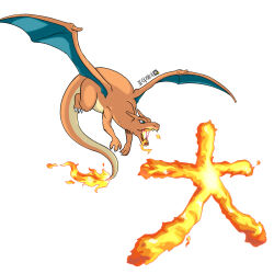 Rule 34 | breath weapon, breathing fire, charizard, claws, commentary, creatures (company), dragon, fangs, fire, fire blast (pokemon), flying, game freak, gen 1 pokemon, gigobyte350, highres, nintendo, open mouth, pokemon, simple background, white background