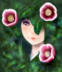 Rule 34 | 1girl, brown eyes, camellia, flower, leaf, original, solo, tatsu tairagi