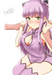 Rule 34 | 10s, 1girl, aoki hagane no arpeggio, blush, breasts, chinese clothes, cleavage, cleavage cutout, clenched teeth, clothing cutout, double bun, green eyes, highres, i-400 (aoki hagane no arpeggio), ju (old505), long hair, purple hair, sitting, teeth, thighhighs