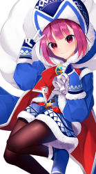Rule 34 | 1girl, absurdres, blue dress, blue footwear, blue gloves, blue hat, blush, boots, brown pantyhose, closed mouth, commentary request, dress, fate/grand order, fate/grand order arcade, fate (series), fur-trimmed boots, fur-trimmed gloves, fur-trimmed sleeves, fur trim, gloves, hat, helena blavatsky (christmas) (fate), helena blavatsky (fate), highres, holding, holding sack, long sleeves, looking at viewer, pantyhose, pink hair, puffy long sleeves, puffy sleeves, red eyes, sack, simple background, smile, solo, suisen-21, white background
