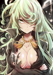 Rule 34 | 1girl, aged up, alternate breast size, alternate hair length, alternate hairstyle, breasts, green eyes, green hair, hair over one eye, image sample, matching hair/eyes, md5 mismatch, one-punch man, pixiv sample, push! (pushmylove), resolution mismatch, solo, source larger, tatsumaki, torn clothes, upper body