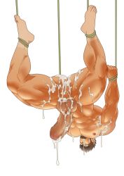 Rule 34 | 1boy, abs, aftersex, anal, bara, cum, cum in ass, cum on body, cumdrip, erection, happy sex, inmomakuro, male focus, male penetrated, mask, muscular, pectorals, penis, restrained, rope, solo, sweat, tan, tanline, testicles, yaoi