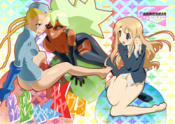 Rule 34 | + +, 00s, 3girls, :d, age difference, antenna hair, arm support, armor, artist name, ass, bare shoulders, barefoot, battle spirits, battle spirits: shounen toppa bashin, black gloves, blazer, blonde hair, blue eyes, blush, bodysuit, braid, breasts, c-string, cammy white, capcom, cleavage, coat, crossover, dark-skinned female, dark skin, dated, elbow gloves, email address, eye contact, eyebrows, feet, fingerless gloves, floating hair, fur trim, garrison cap, gloves, green hair, grin, happy, hat, inogashira masako, jacket, k-on!, kotobuki tsumugi, large breasts, light brown hair, lipstick, long hair, looking at another, makeup, mature female, multiple girls, nadeara bukichi, no pants, number eight, open mouth, outline, own hands clasped, own hands together, panties, ponytail, rainbow background, reclining, school uniform, sideboob, sidelocks, sitting, smile, soles, spiked hair, strapless bottom, street fighter, sunglasses, symbol-shaped pupils, thick eyebrows, thigh gap, toes, transparent, twin braids, underwear, vambraces, very long hair, wariza, yuri