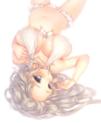 Rule 34 | 1girl, bad id, bad pixiv id, bikini, blue eyes, breasts, cameltoe, cleavage, collarbone, covered erect nipples, grey hair, halterneck, large breasts, long hair, looking at viewer, momoi komomo, navel, original, parted lips, solo, swimsuit, white background, white theme