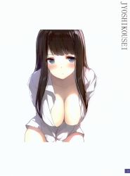 Rule 34 | 1girl, absurdres, blouse, caidychen, highres, scan, shirt, simple background, solo, tagme, white background, white shirt