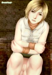 Rule 34 | 1girl, blonde hair, cleft of venus, female focus, greenhand, heather mason, no panties, pussy, short hair, silent hill, silent hill (series), silent hill 3, solo, uncensored, upskirt