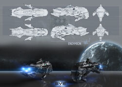Rule 34 | 3d, absurdres, battlecruiser (eve online), character sheet, commentary, concept art, copyright name, emblem, eve online, from side, gallente federation (eve online), glowing, grey theme, highres, logo, maya (medium), military vehicle, multiple views, nebula, no humans, original, photoshop (medium), planet, realistic, reflection, science fiction, space, spacecraft, thorionart, thrusters, vehicle focus