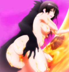 Rule 34 | 10s, 1girl, ass, ass grab, breasts, brown hair, from side, highres, kotegawa yui, large breasts, long hair, looking at viewer, nipples, nude, open mouth, screencap, thighs, to love-ru, to love-ru darkness, xebec