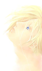 Rule 34 | 00s, 1boy, 2000s (style), blonde hair, blue eyes, cloud strife, colored eyelashes, final fantasy, final fantasy vii, lowres, open mouth, profile, rendezvous, solo, spiked hair, square enix, white background