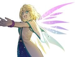 Rule 34 | 00s, 1boy, :d, aqua eyes, bishounen, blonde hair, erubo, male focus, mithos yggdrasill, open mouth, outstretched arms, simple background, smile, solo, tales of (series), tales of symphonia, white background, wings