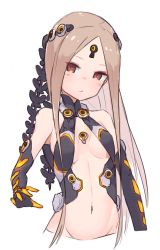 Rule 34 | 1girl, abigail williams (fate), absurdres, bare shoulders, blonde hair, breasts, cosplay, elbow gloves, fate/grand order, fate (series), gloves, groin, highres, keyhole, kopaka (karda nui), long hair, looking at viewer, navel, parted bangs, red eyes, simple background, solo, white background, yang guifei (fate), yang guifei (fate) (cosplay), yang guifei (third ascension) (fate)