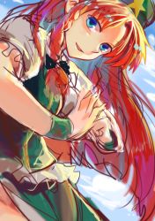 Rule 34 | 1girl, absurdres, blue eyes, female focus, highres, hong meiling, long hair, looking at viewer, parted lips, peninsula (disappearedstump), red hair, sketch, solo, touhou