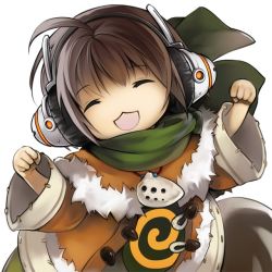 Rule 34 | androgynous, brown hair, closed eyes, game arts, gender request, grandia, grandia online, headphones, kawasumi (japonica), official art, solo, white background