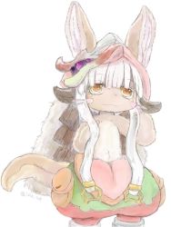 Rule 34 | 10s, artist request, brown eyes, rabbit, furry, made in abyss, nanachi (made in abyss), short hair, smile, white hair