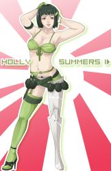Rule 34 | amputee, animejet, bikini, black hair, explosive, garter belt, grasshopper manufacture, green theme, grenade, high heels, holly summers, model, nintendo, no more heroes, poorly drawn, prosthesis, self-upload, shoes, short hair, solo, suda51, swimsuit, thighhighs