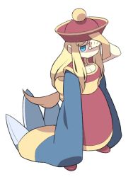 Rule 34 | 1girl, arm up, atlus, blonde hair, blue eyes, bow, breasts, capcom, chinese clothes, claws, cleavage, cleavage cutout, closed mouth, clothing cutout, cosplay, covering face, dress, empty eyes, etrian odyssey, expressionless, full body, gunner (sekaiju), hat, itsumo nokoru, jitome, lei lei, lei lei (cosplay), long hair, long sleeves, looking at viewer, pink dress, pink hat, sash, simple background, solo, standing, vampire (game), very long hair, white background, wide sleeves, yellow bow