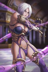 Rule 34 | 1girl, breasts, cleavage, isabella valentine, large breasts, namco, navel, revealing clothes, soul calibur, soulcalibur, soulcalibur vi