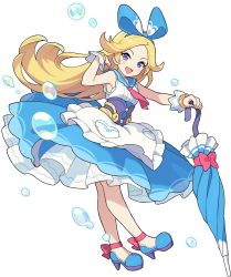 Rule 34 | 1girl, alice (world flipper), ankle ribbon, apron, artist request, blonde hair, blouse, blue footwear, blue hairband, blue ribbon, blue sailor collar, blue skirt, blush, blush stickers, breasts, bubble, closed umbrella, collared shirt, female focus, forehead, frilled apron, frilled shirt, frilled skirt, frills, full body, hair ribbon, hairband, hand up, happy, heart, high heels, highres, holding, holding umbrella, layered skirt, leg ribbon, light blush, long hair, looking at viewer, neckerchief, non-web source, official art, open mouth, parted bangs, pink neckerchief, pink ribbon, purple eyes, ribbon, sailor collar, sash, see-through, shirt, shoes, sidelocks, simple background, skirt, sleeveless, sleeveless shirt, small breasts, smile, solo, standing, transparent background, umbrella, v-shaped eyebrows, very long hair, waist apron, white apron, white shirt, world flipper, wrist cuffs