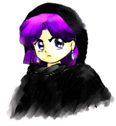 Rule 34 | 1990s (style), akazukin chacha, head, hood, purple hair, yakko