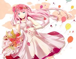 Rule 34 | 1girl, aqua eyes, bad id, bad pixiv id, balloon, bouquet, bracelet, colored eyelashes, dress, eyelashes, flower, head wreath, itamidome, jewelry, just be friends (vocaloid), long hair, megurine luka, pink hair, smile, solo, tears, vocaloid, white dress