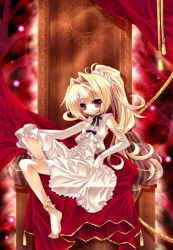 Rule 34 | anklet, bad id, bad pixiv id, blonde hair, capura lin, jewelry, ponytail, red eyes, solo, throne