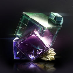 Rule 34 | bad id, bad twitter id, black background, cluseller, crystal, cube, light particles, no humans, original, reflection, simple background, still life