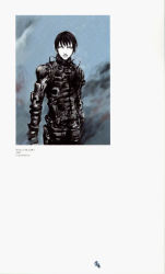 Rule 34 | 1boy, armor, black bodysuit, black hair, blame!, blame and so on, bodysuit, clenched teeth, highres, killy, looking at viewer, male focus, nihei tsutomu, parted lips, solo, standing, teeth, wire