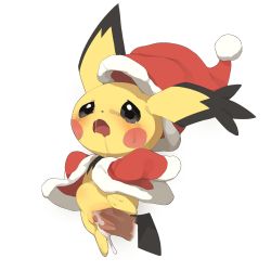 Rule 34 | 1girl, black eyes, christmas, clothed sex, creatures (company), furry, furry female, game freak, gen 2 pokemon, hat, highres, nintendo, open mouth, penis, pichu, pokemon, pokemon (creature), pussy, santa hat, sex, solo, uncensored, youjo modoki