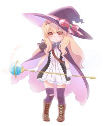 Rule 34 | blonde hair, boots, capelet, cloak, gloves, hat, highres, little witch nobeta, long hair, nobeta, orange eyes, reona-rinne, solo, thigh boots, thighhighs, witch hat