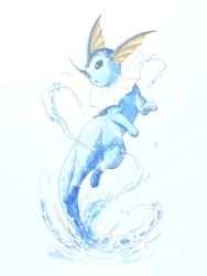Rule 34 | :o, blue eyes, commentary request, creatures (company), game freak, gen 1 pokemon, looking back, nagi (exsit00), nintendo, no humans, pokemon, pokemon (creature), solo, toes, vaporeon, water, water drop, white background