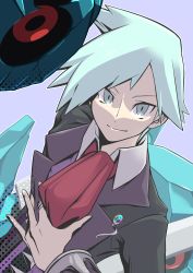 Rule 34 | 1boy, absurdres, beldum, black jacket, closed mouth, collared shirt, commentary request, creatures (company), game freak, gen 3 pokemon, green eyes, green hair, hand up, highres, jacket, jewelry, kakashino kakato, looking at viewer, male focus, metagross, necktie, nintendo, outline, pokemon, pokemon (creature), pokemon oras, red necktie, ring, shirt, short hair, smile, spiked hair, steven stone, upper body, white shirt
