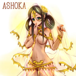 Rule 34 | ashoka (eiyuu senki), breasts, eiyuu senki, green hair, jewelry, lots of jewelry, nazna