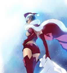 Rule 34 | 1girl, ass, boots, breasts, corset, elbow gloves, gloves, hat, original, sack, santa hat, shawl, solo, sunglasses, thigh boots, thighhighs, topless, usuba kagero (initiative)