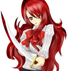 Rule 34 | 1girl, atlus, kirijou mitsuru, long hair, mizuno kakeru, persona, persona 3, red eyes, red hair, solo, sword, very long hair, weapon