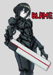Rule 34 | 1girl, blame!, blame gakuen!, cyberpunk, cyborg, grey background, highres, level9kaito, lineart, sanakan