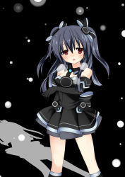 Rule 34 | 10s, 1girl, absurdres, bare shoulders, black background, black hair, blush, bow, choujigen game neptune mk2, female focus, hair bow, hair ornament, highres, long hair, looking at viewer, meimu (infinity), neptune (series), open mouth, red eyes, smile, solo, tears, uni (neptunia)