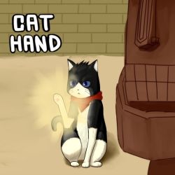 Rule 34 | animal, animal ears, animal hands, blue eyes, capcom, cat, cat ears, cat paws, cat tail, gene (god hand), god hand, majika, no humans, scarf, solo, tail
