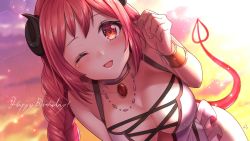 Rule 34 | 1girl, blush, breasts, happy birthday, highres, io (princess connect!), large breasts, princess connect!, red eyes, red hair, rokico, swimsuit