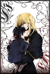 Rule 34 | 00s, 2boys, bad id, bad pixiv id, black hair, blonde hair, blood, brothers, capelet, carrying, earrings, closed eyes, formal, frills, gathers, gilbert nightray, gloves, heterochromia, jewelry, long hair, male focus, moca, multiple boys, pandora hearts, red eyes, short hair, siblings, vincent nightray, yellow eyes, aged down