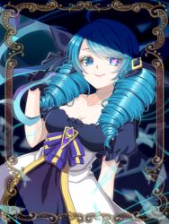 Rule 34 | 1girl, ahoge, aoi (kiyokiyoaomushi), black bow, black gloves, blue eyes, bow, breasts, cleavage, collarbone, commentary request, cowboy shot, drill hair, gloves, green hair, gwen (league of legends), hair bow, highres, large breasts, league of legends, long hair, looking at viewer, smile, solo, star-shaped pupils, star (symbol), swept bangs, symbol-shaped pupils