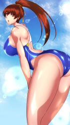 Rule 34 | 1girl, ass, breasts, dead or alive, highres, kasumi (doa), large breasts, long hair, ponytail, solo, swimsuit